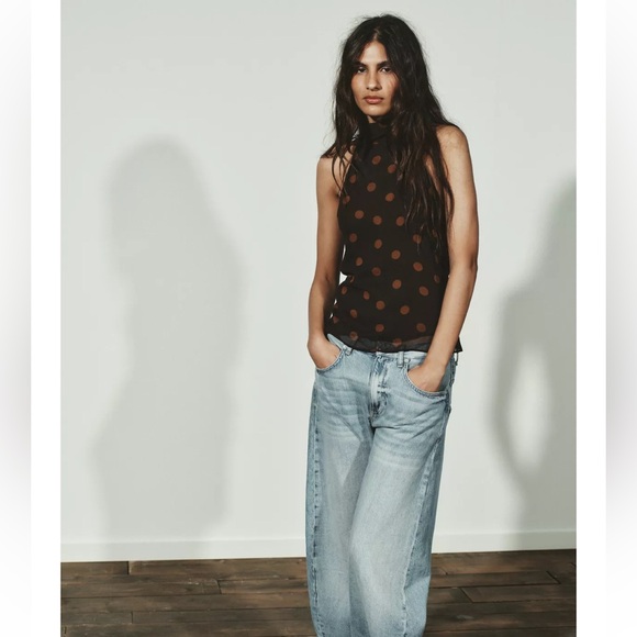 Zara Tops - NWT ZARA GEORGETTE HALTER TOP WITH DOTS SIZE XS 
🚨FIRM PRICE